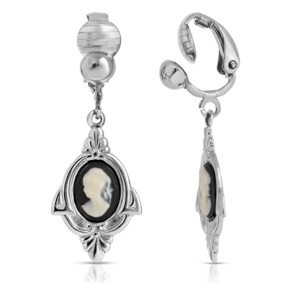 NWT 1928 Jewelry Embellish Vintage-Inspired Cameo Drop Clip On Earrings